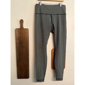 Lululemon Black White Parallel Striped Pull On Wunder Under Leggings Size 10
